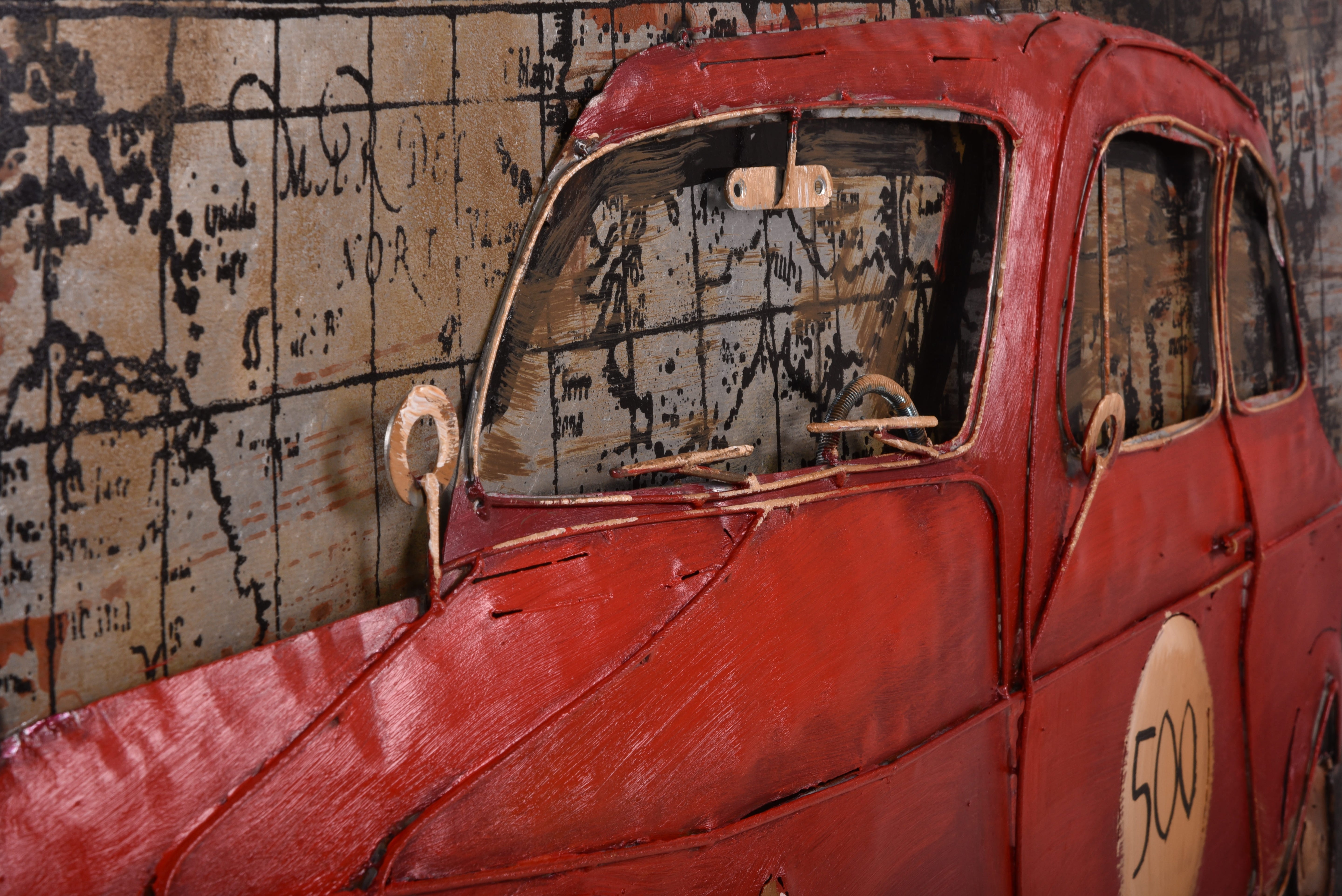 3D Metallbild Auto mit Gepäck