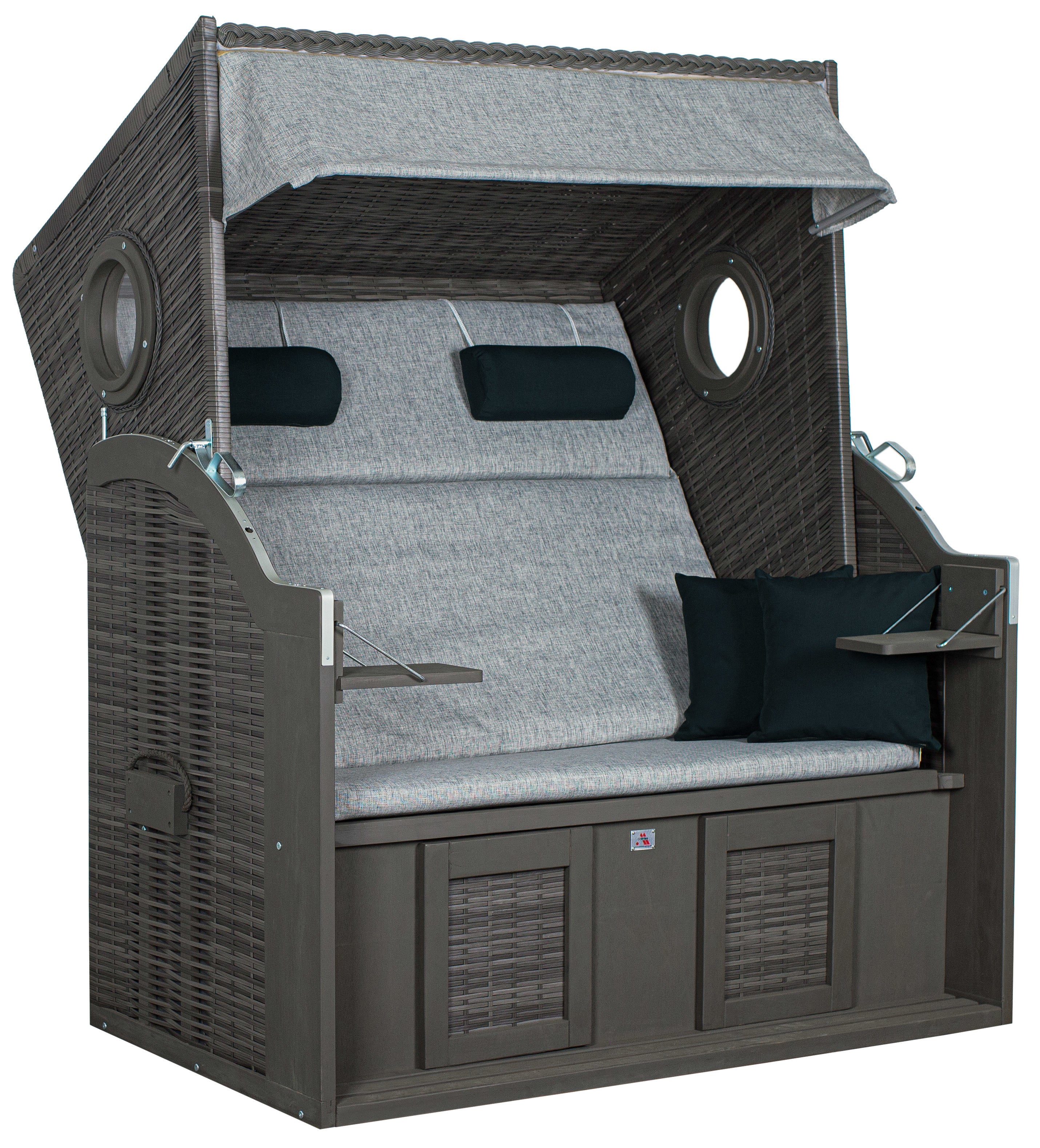 Strandkorb PURE® Wave XL PE grey Des. 390 inkl. Sekt-/Champagnerkühler