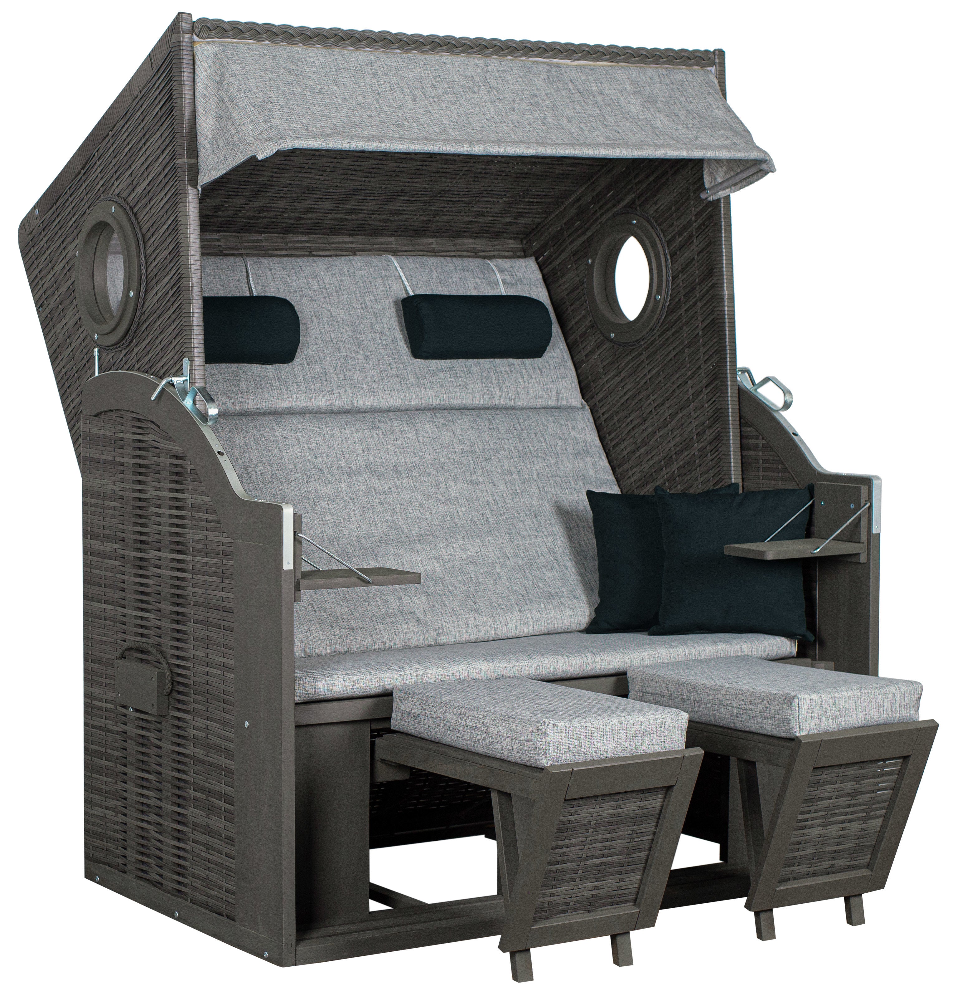 Strandkorb PURE® Wave XL PE grey Des. 390 inkl. Sekt-/Champagnerkühler