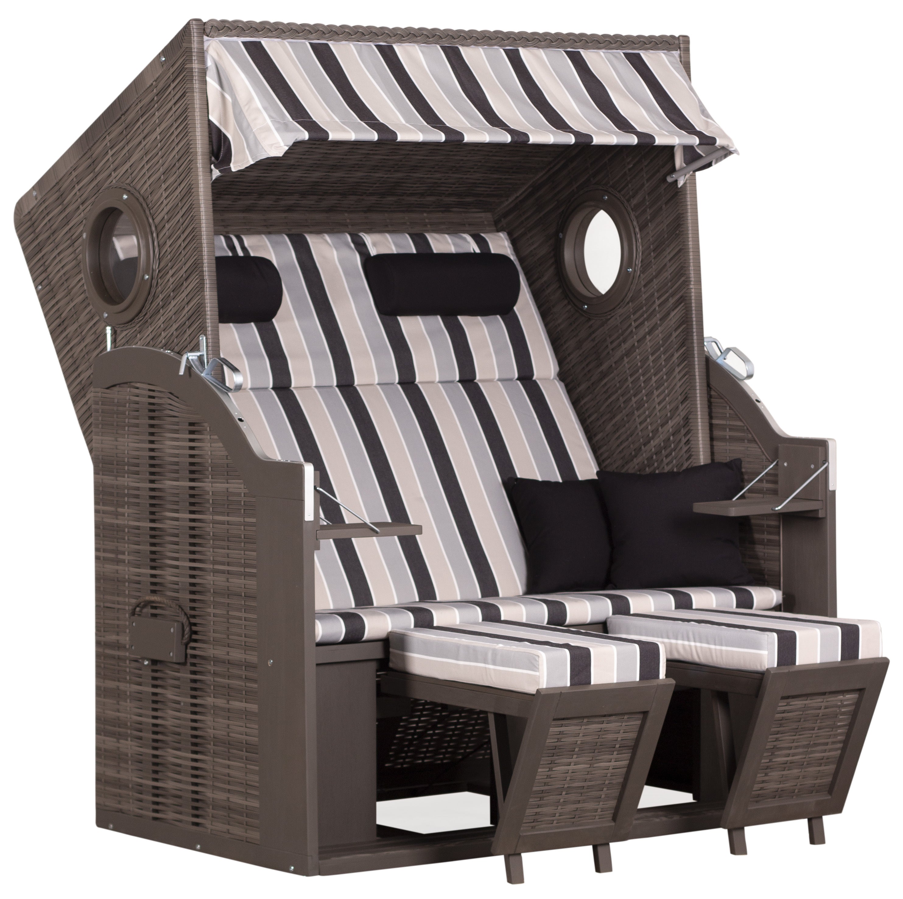 Strandkorb PURE® Wave XL PE grey Des. 435 inkl. Sekt-/Champagnerkühler