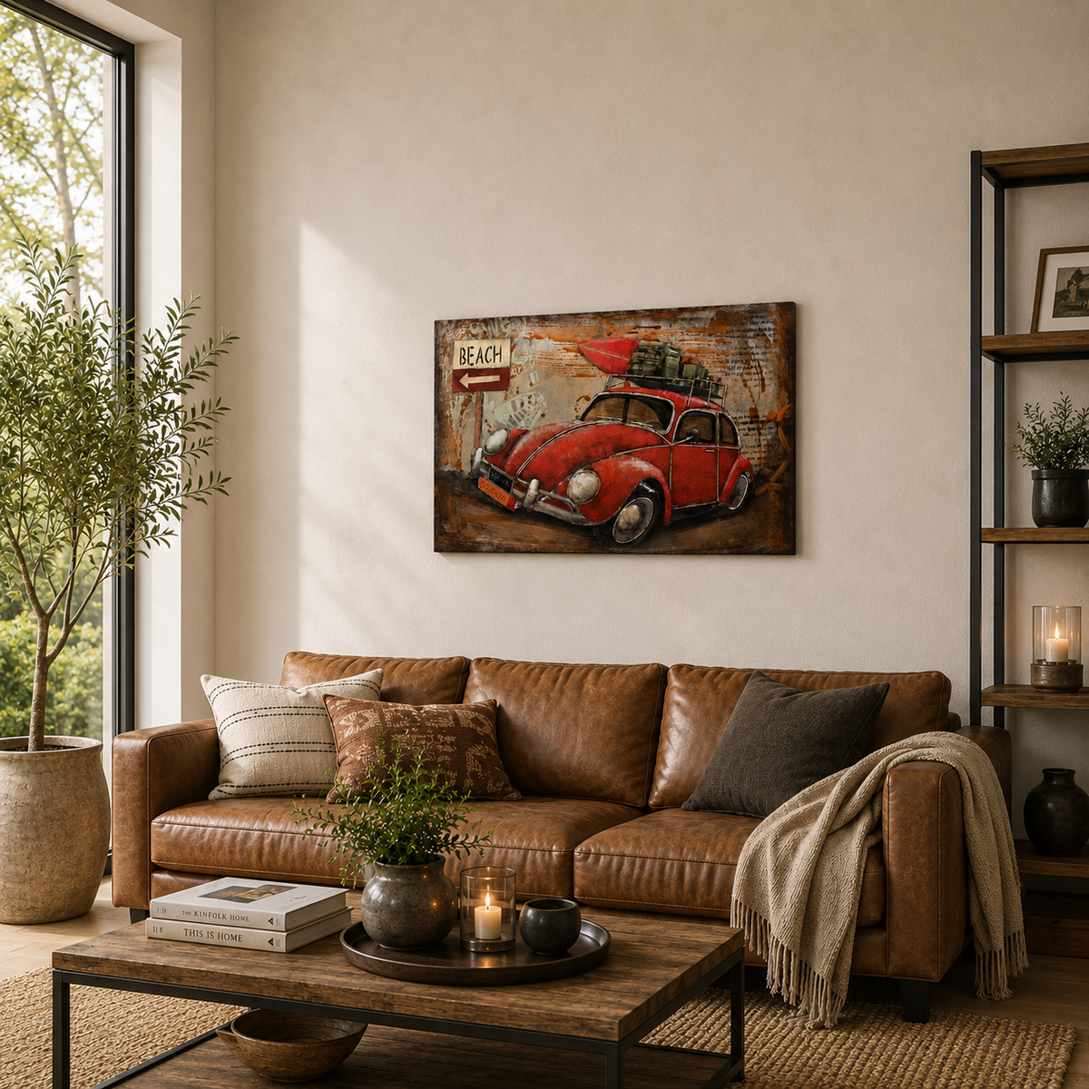 3D Metallbild Auto mit Gepäck