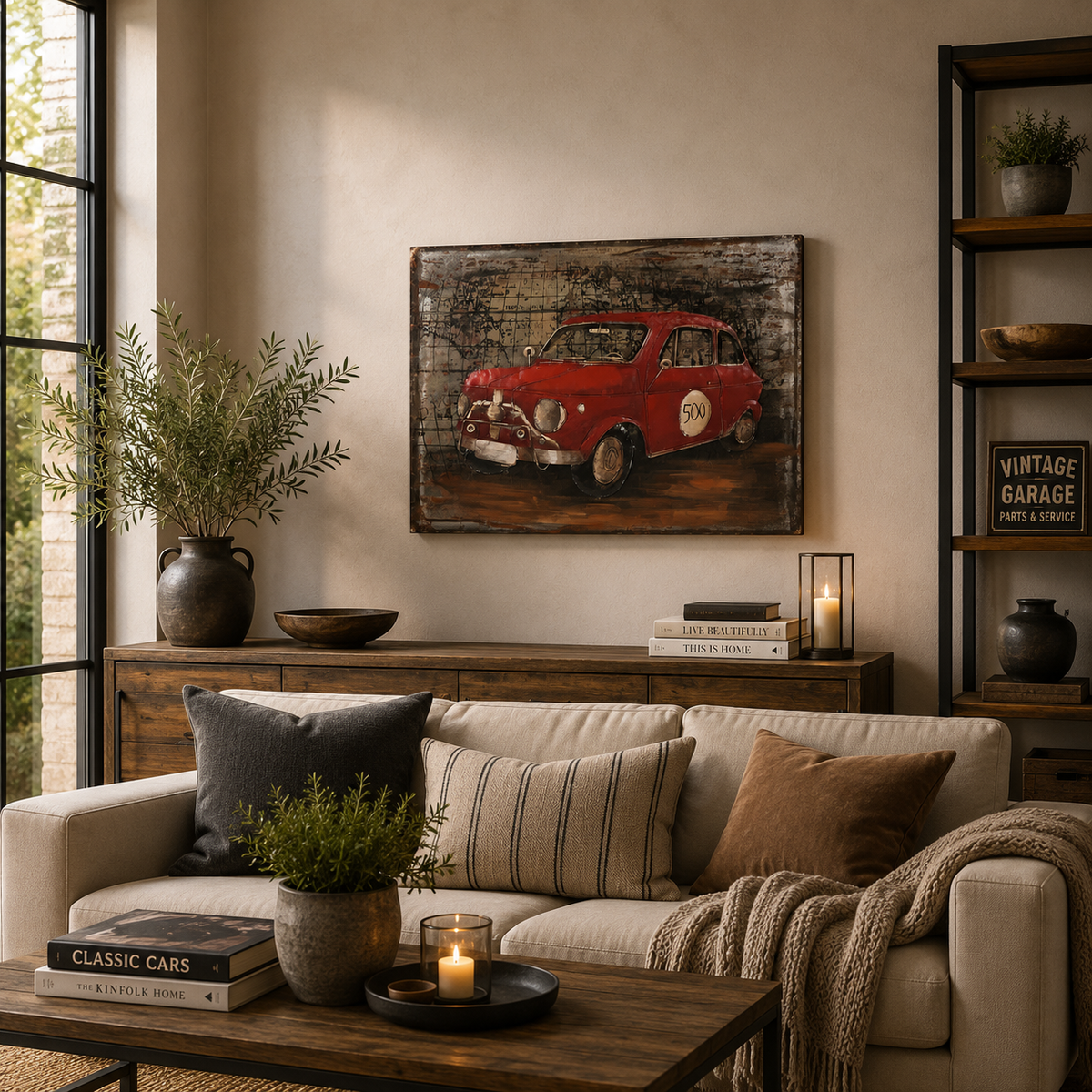 3D Metallbild rotes Auto