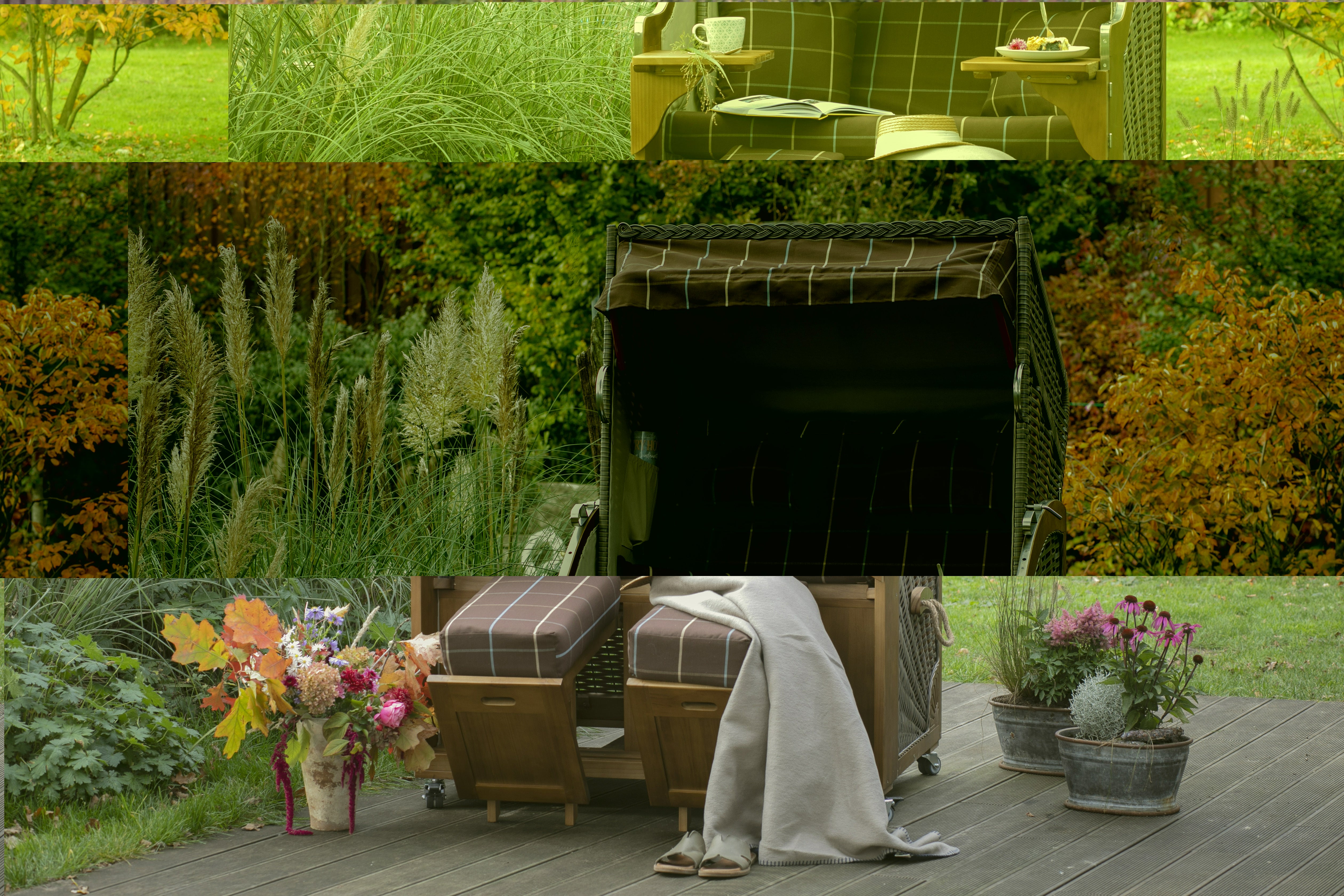 Strandkorb Schleswig Dessin 556 inkl. Feuerschale IDAHO