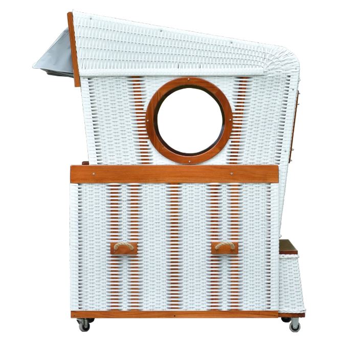 Gosch-Lounge Strandkorb 6-Sitzer Mahagoni - PE weiß - Modell grau/weiß