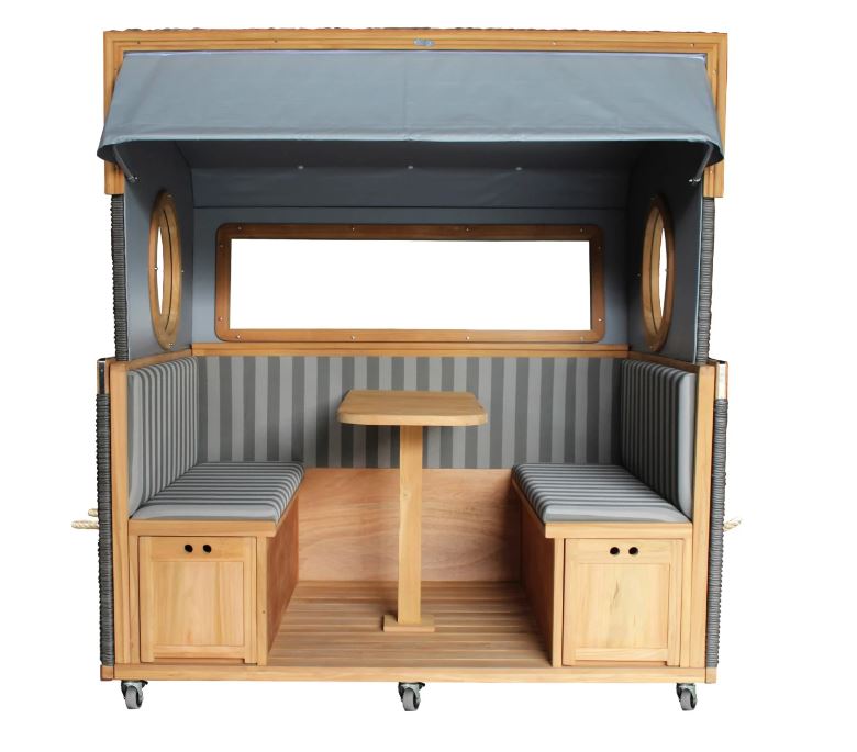 Gosch-Lounge Strandkorb 6-Sitzer Teak - PE grau - Modell 537