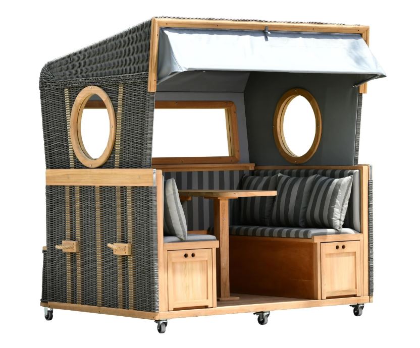 Gosch-Lounge Strandkorb 6-Sitzer Teak - PE grau - Modell 537