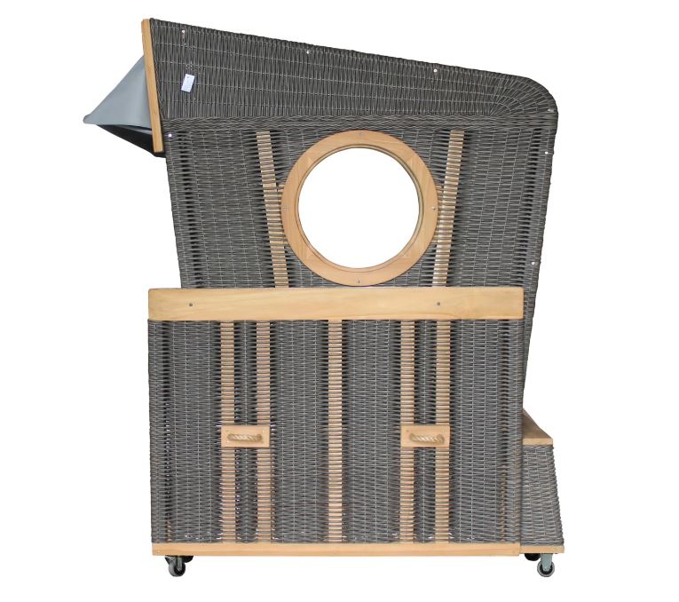 Gosch-Lounge Strandkorb 6-Sitzer Teak - PE grau - Modell 537