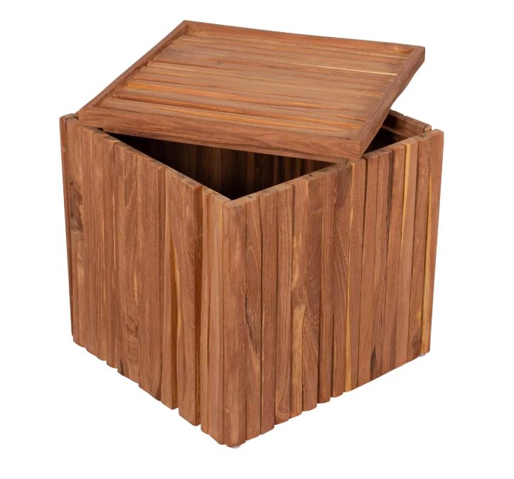 Teakholz Hockerbox Oxford inkl. Kissenauflage