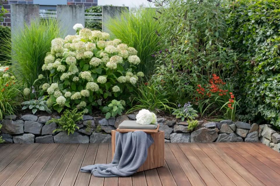 Teakholz Hockerbox Oxford inkl. Kissenauflage