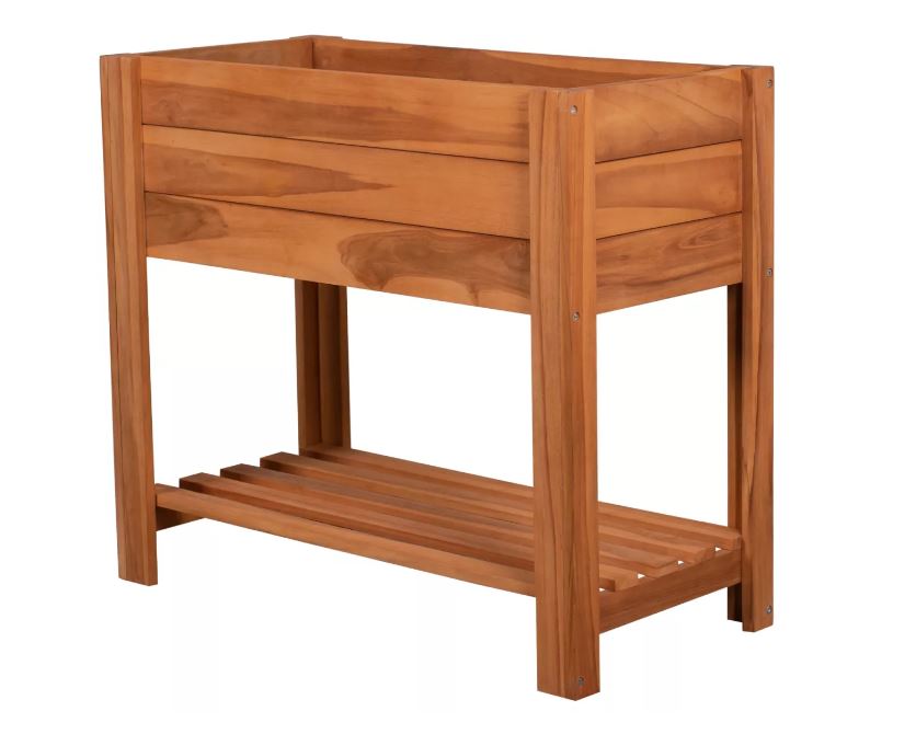 Teakholz Hochbeet mit Ablagefläche