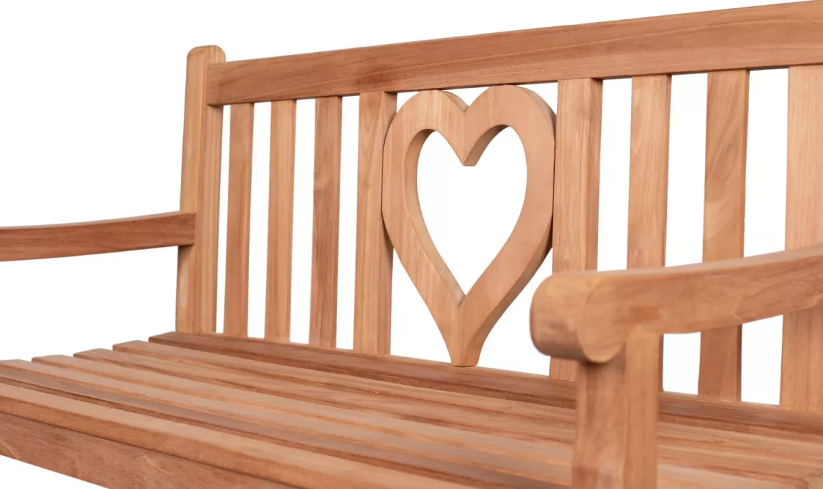 Teakholz Gartenbank Herz 120 cm