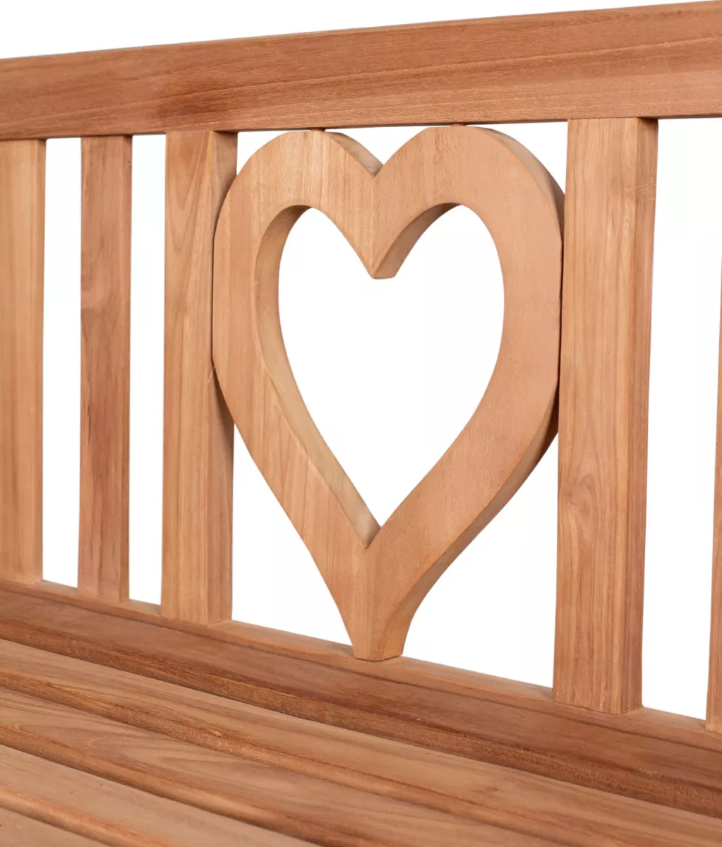 Teakholz Gartenbank Herz 120 cm