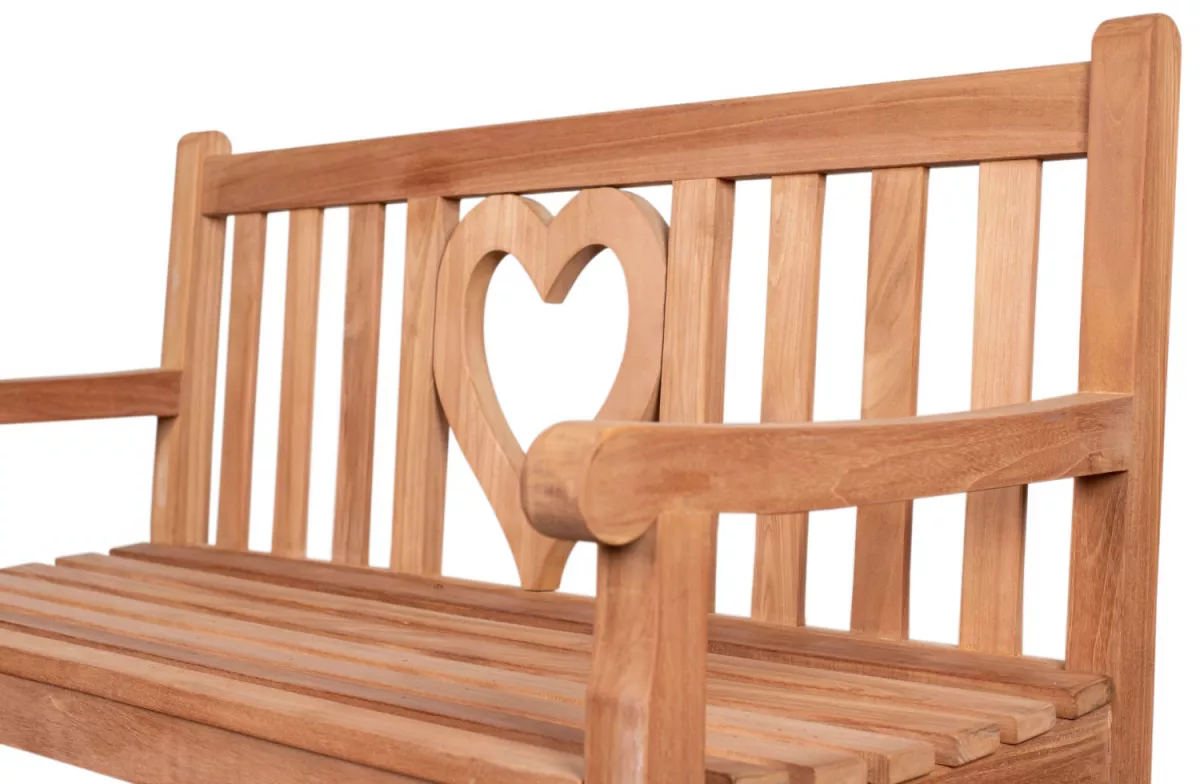 Teakholz Gartenbank Herz 120 cm