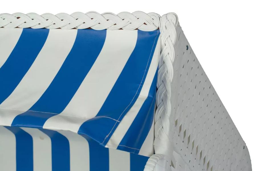 Strandkorb deVries Profi Ostsee Fehmarn blau/weiß inkl. Feuerschale IDAHO