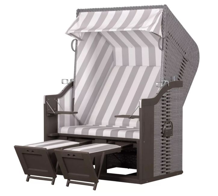 strandkorb-devries-profi-ostsee-fehmarn-grauweiß-inkl-feuerschale-idaho