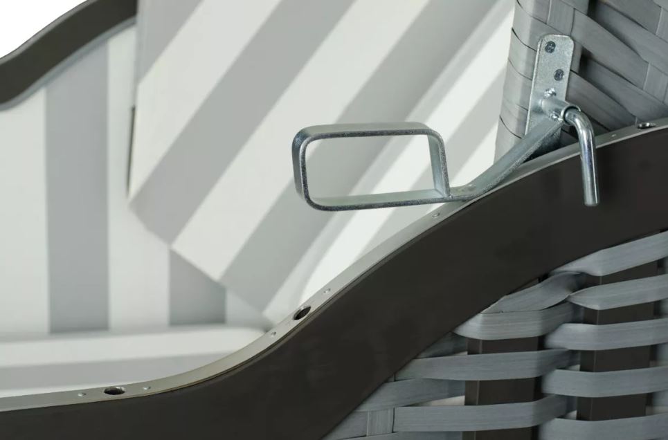 Strandkorb deVries Profi Ostsee Fehmarn grau/weiß inkl. Feuerschale IDAHO