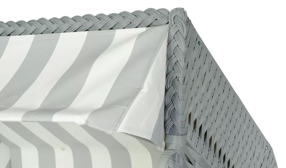 Strandkorb deVries Profi Ostsee Fehmarn grau/weiß inkl. Feuerschale IDAHO