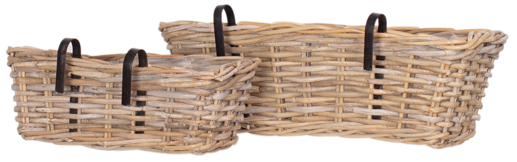 Set: Rattan Balkonkästen mit Bügel