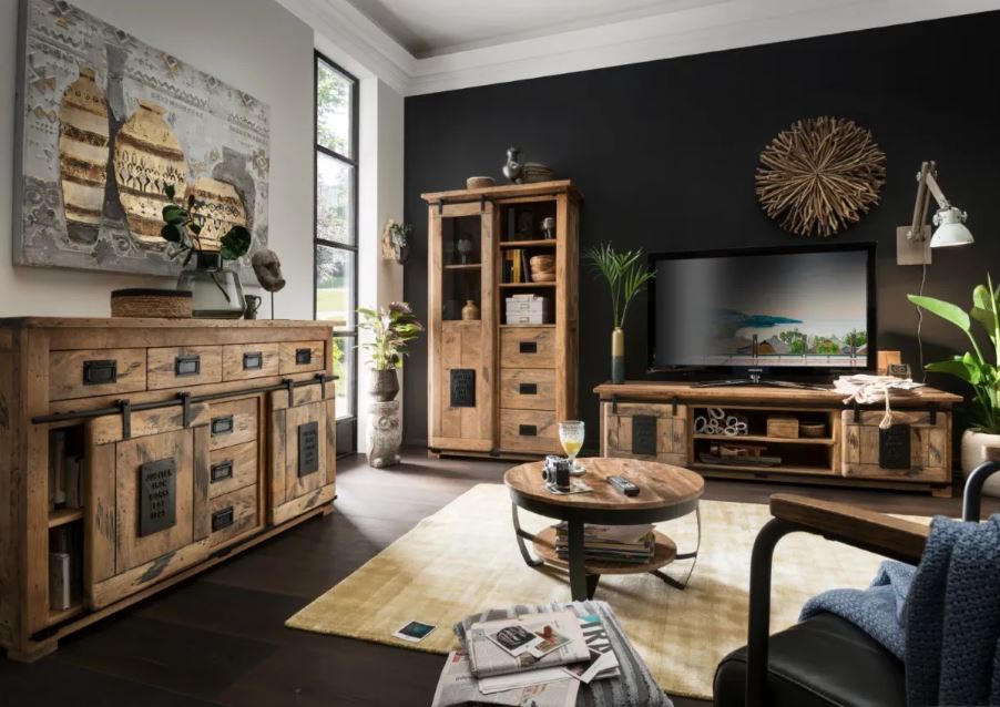 Vintage Vitrine Florenz Mangoholz (100 cm)