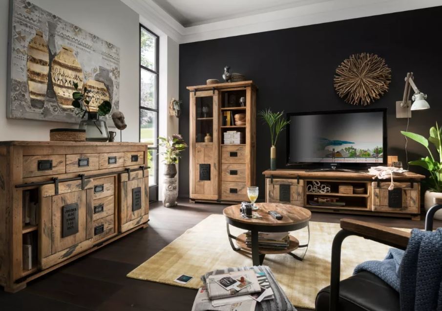 Vintage TV Couchtisch Florenz Mangoholz (180 cm)