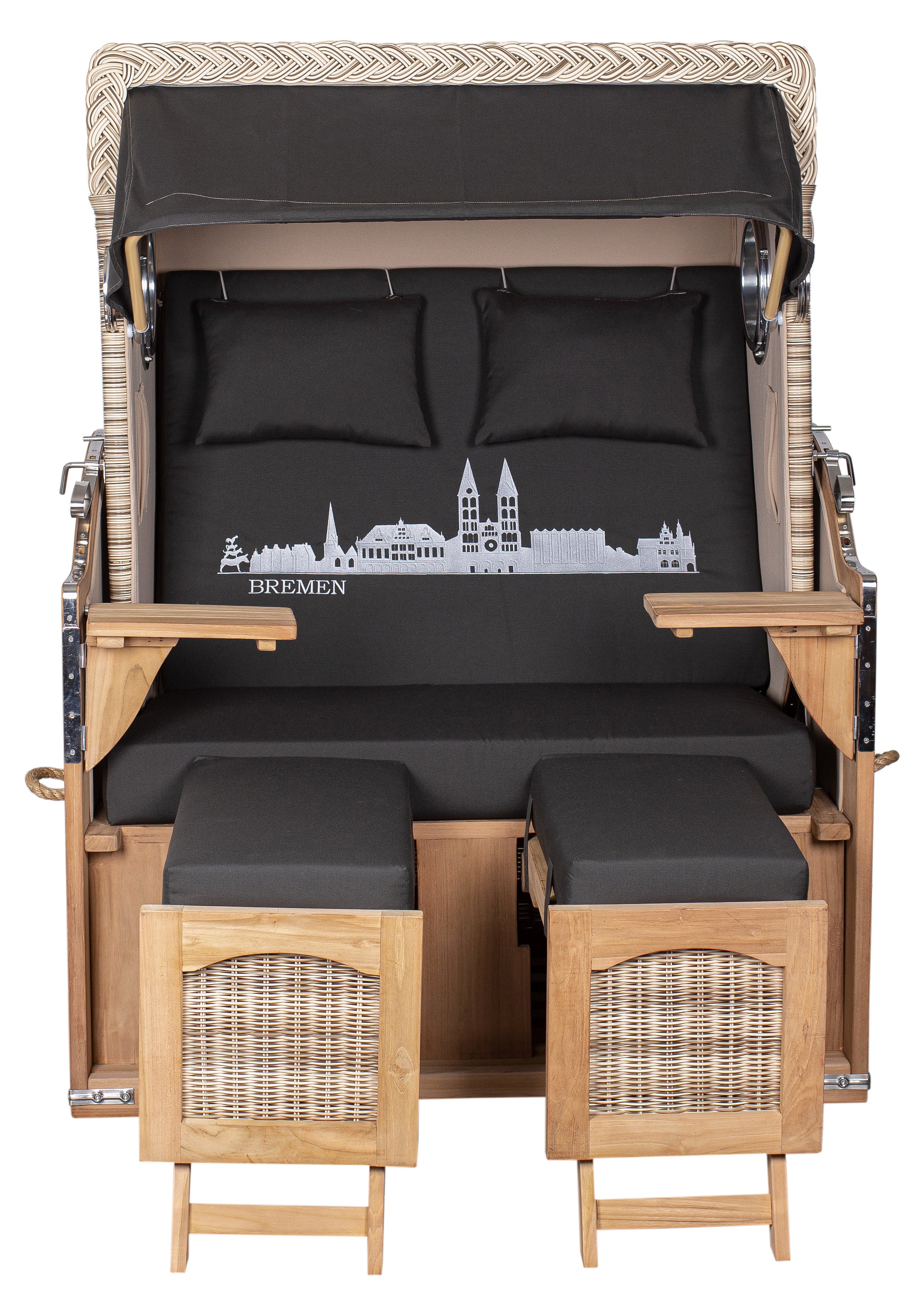 Strandkorb Düne Teak Skyline Bremen inkl. Feuerschale IDAHO