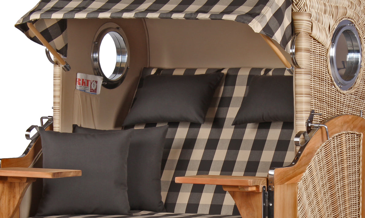 Strandkorb Düne Teak Bullauge Dessin 505 inkl. Feuerschale IDAHO