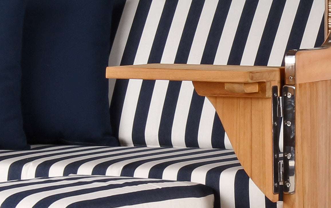 Strandkorb Düne Teak Bullauge Dessin 518 inkl. Sekt-/Champagnerkühler