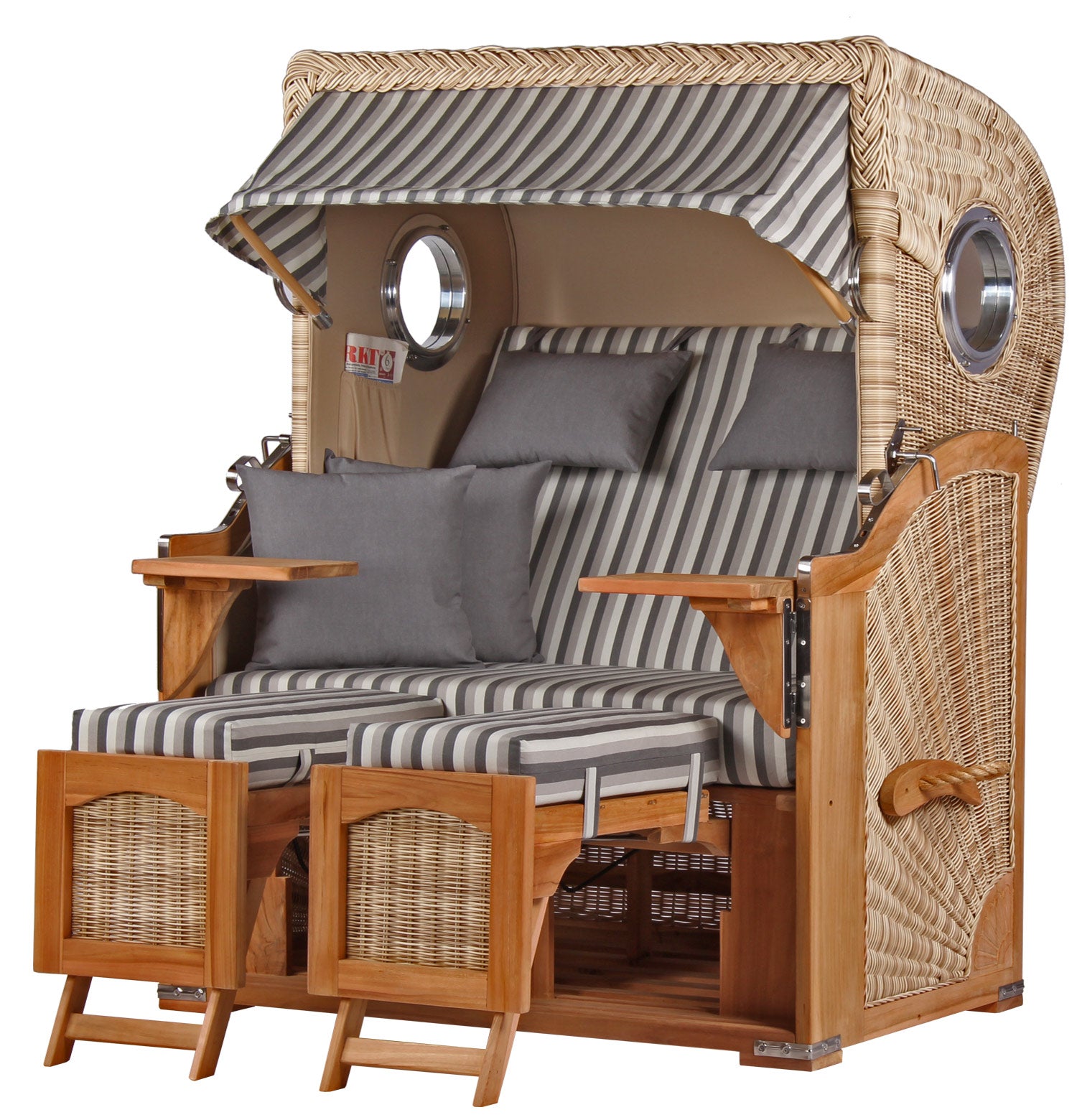 Strandkorb Düne Teak Bullauge Dessin 545 inkl. Sekt-/Champagnerkühler