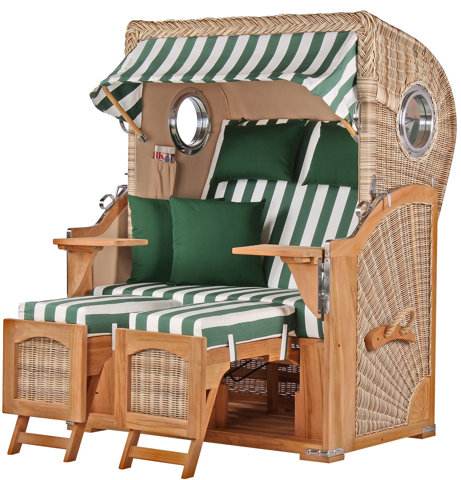 Strandkorb Düne Teak Bullauge Dessin 561 inkl. Feuerschale IDAHO