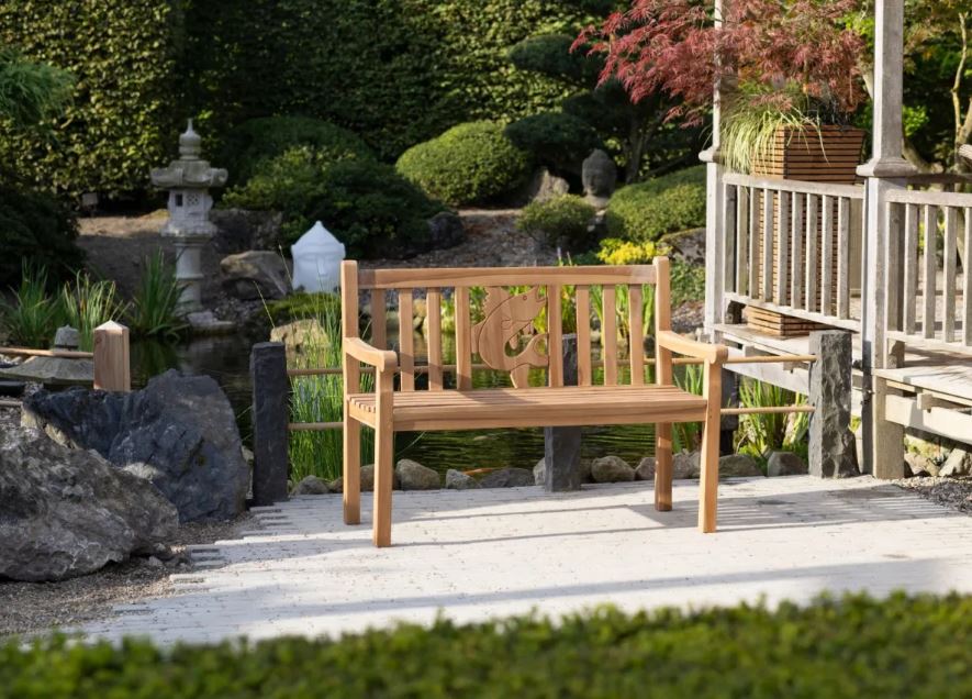 Teakholz Gartenbank Fisch 120 cm