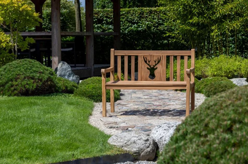 Teakholz Gartenbank Woodie Hirsch 120 cm