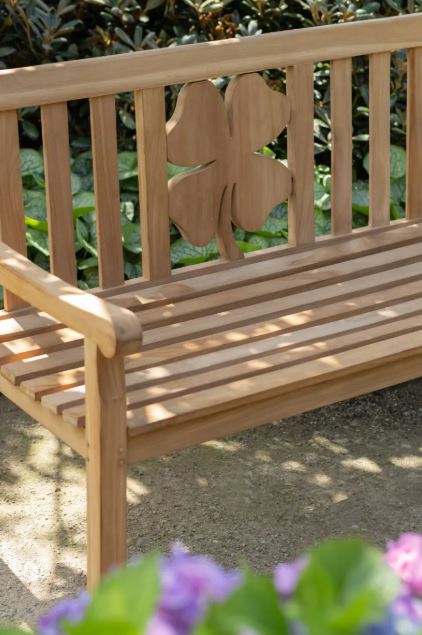 Teakholz Gartenbank Kleeblatt 120 cm