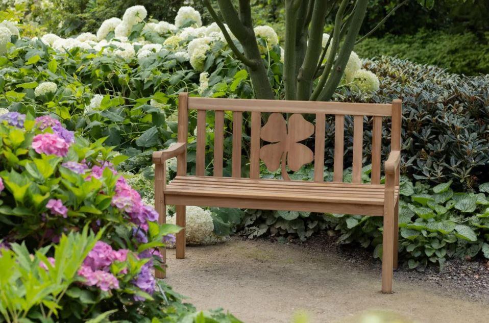 Teakholz Gartenbank Kleeblatt 120 cm