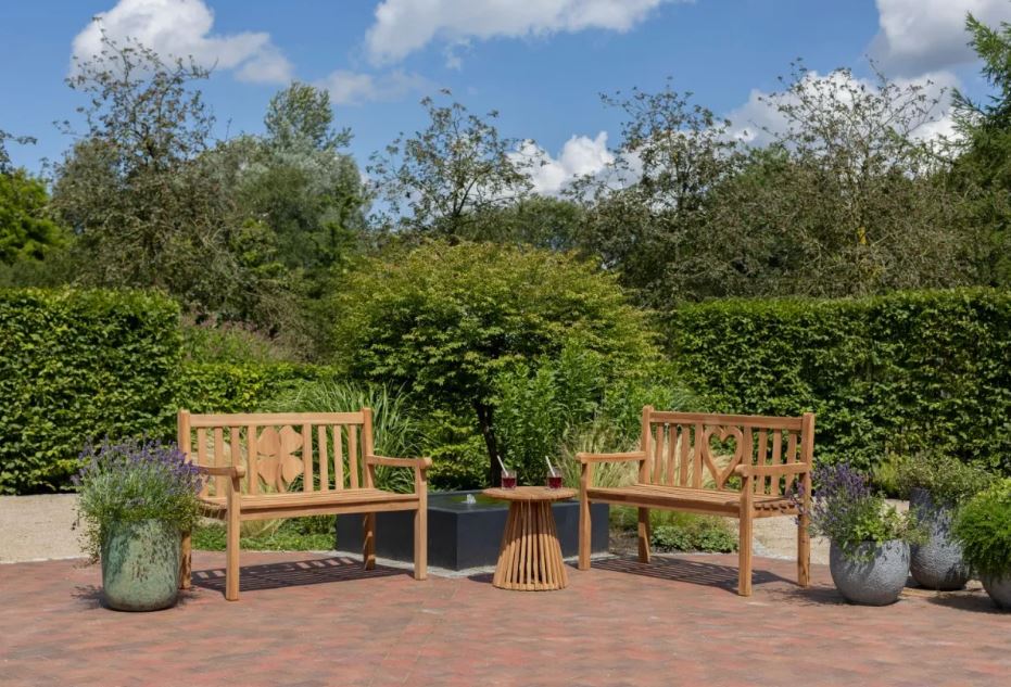 Teakholz Gartenbank Kleeblatt 120 cm