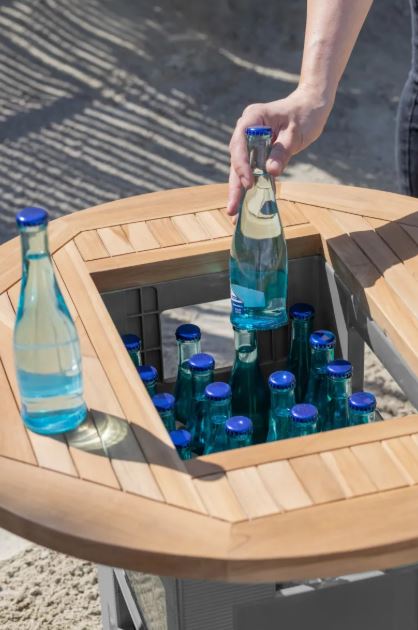 Teakholz Bierkistenaufsatz mit Klappe (ø 70 cm)