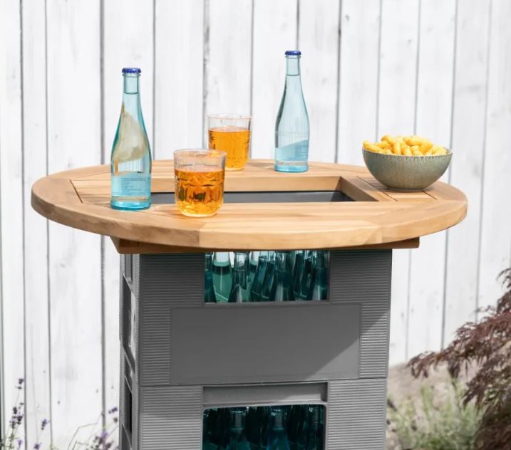 Teakholz Bierkistenaufsatz mit Klappe (ø 70 cm)