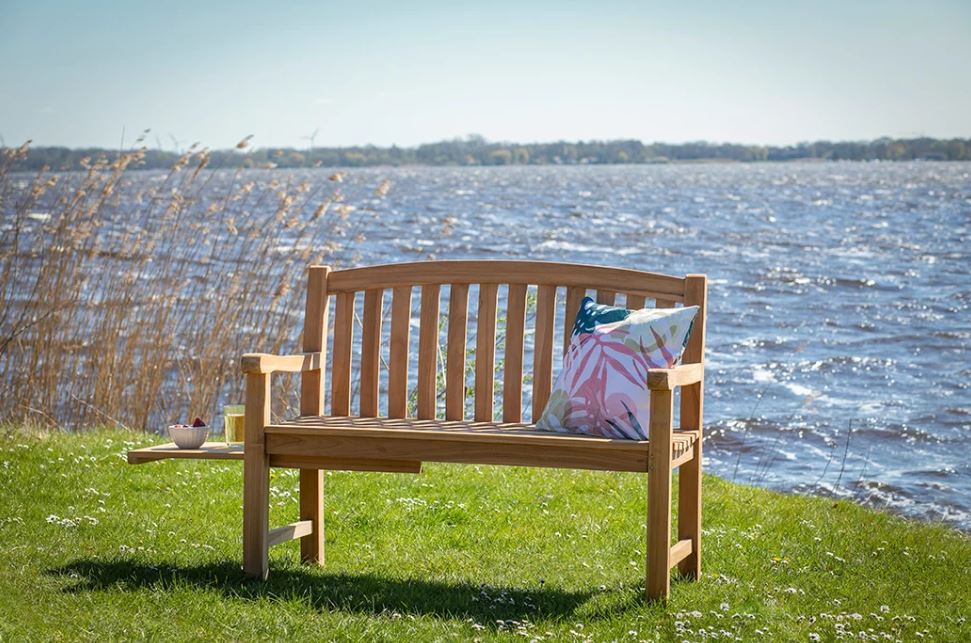 Gartenbank Lancaster Teak 120 cm mit Seitentisch