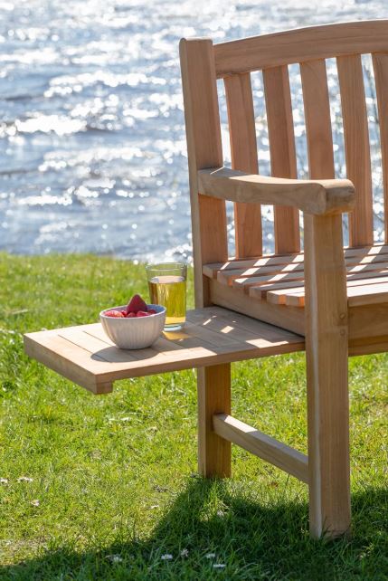 Gartenbank Lancaster Teak 120 cm mit Seitentisch