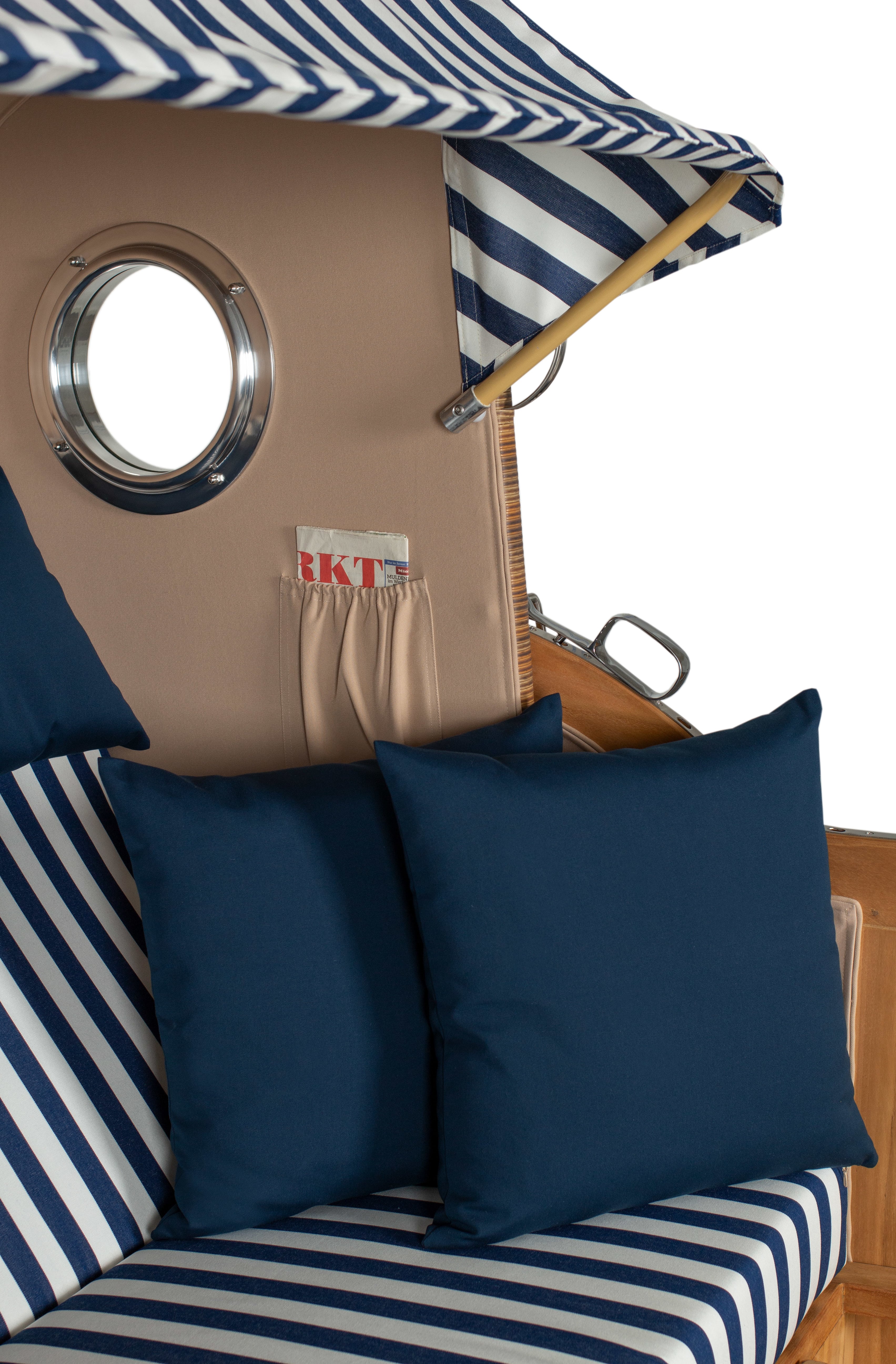 Strandkorb Düne Grande Bullauge PE Banana Dessin 518 inkl. Feuerschale IDAHO