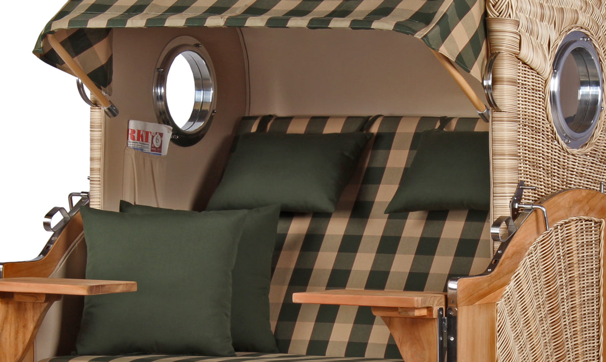 Strandkorb Düne Teak Bullauge Dessin 506 inkl. Feuerschale IDAHO