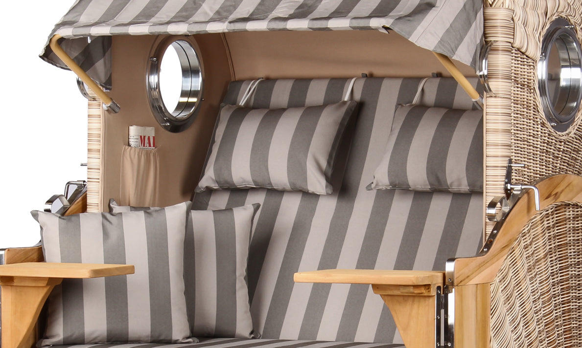 Strandkorb Düne Teak Bullauge Dessin 537 inkl. Sekt-/Champagnerkühler