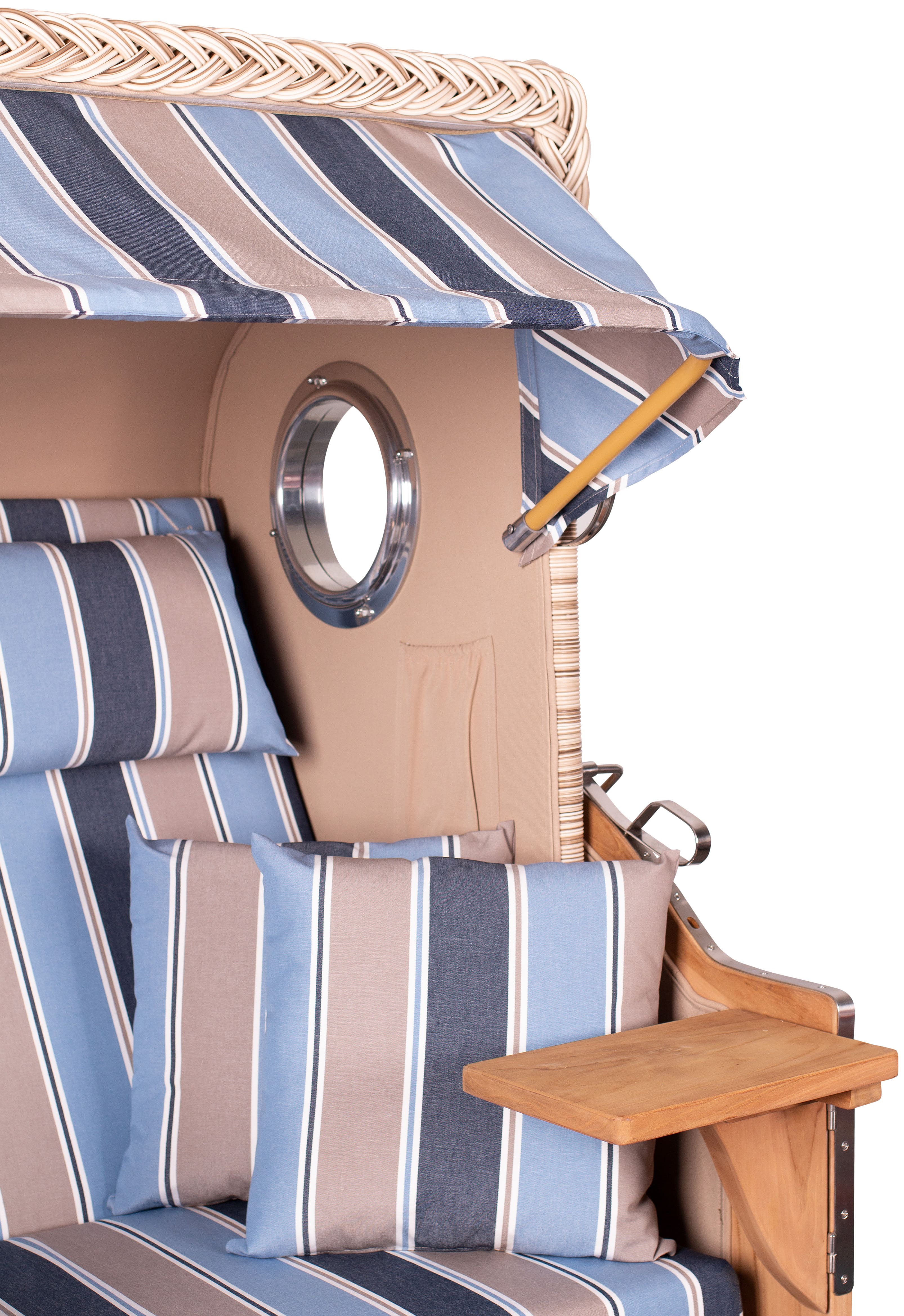 Strandkorb Düne Teak Bullauge Dessin 580 inkl. Feuerschale IDAHO