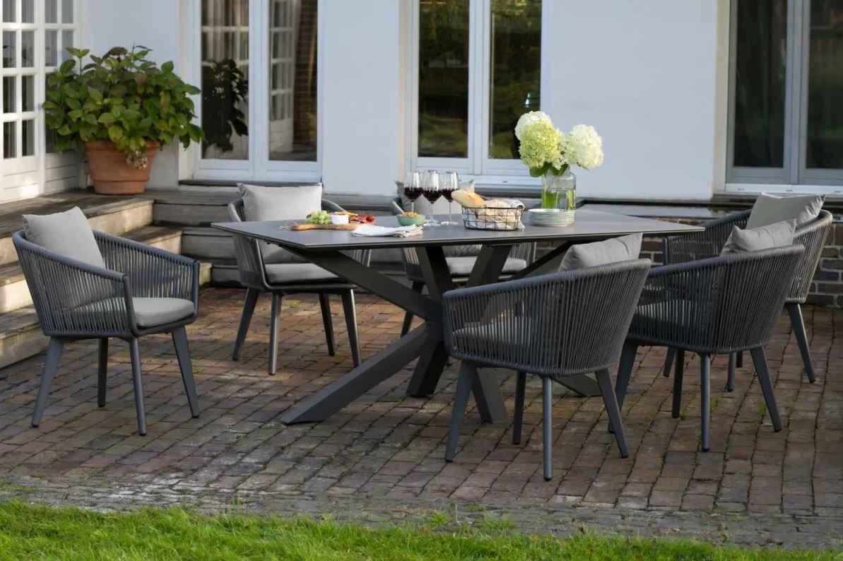 2er Set Diningsessel Cadiz Rope (Aluminium Gestell grau)