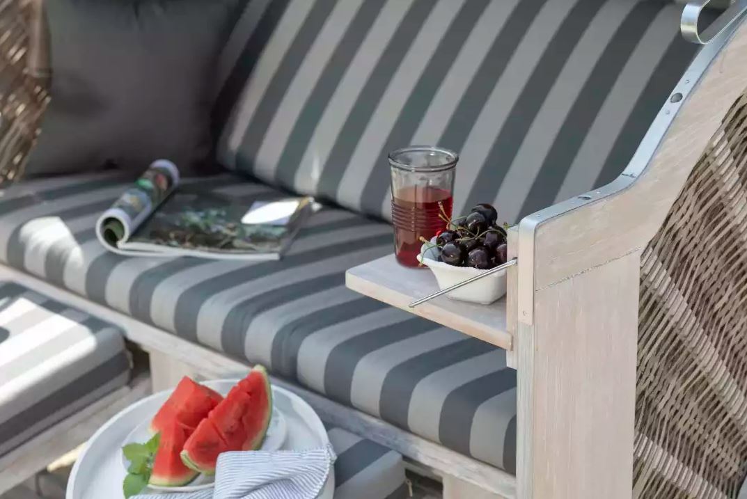 Strandkorb deVries PURE® Classic XL SUN PE white kubu Dessin 402