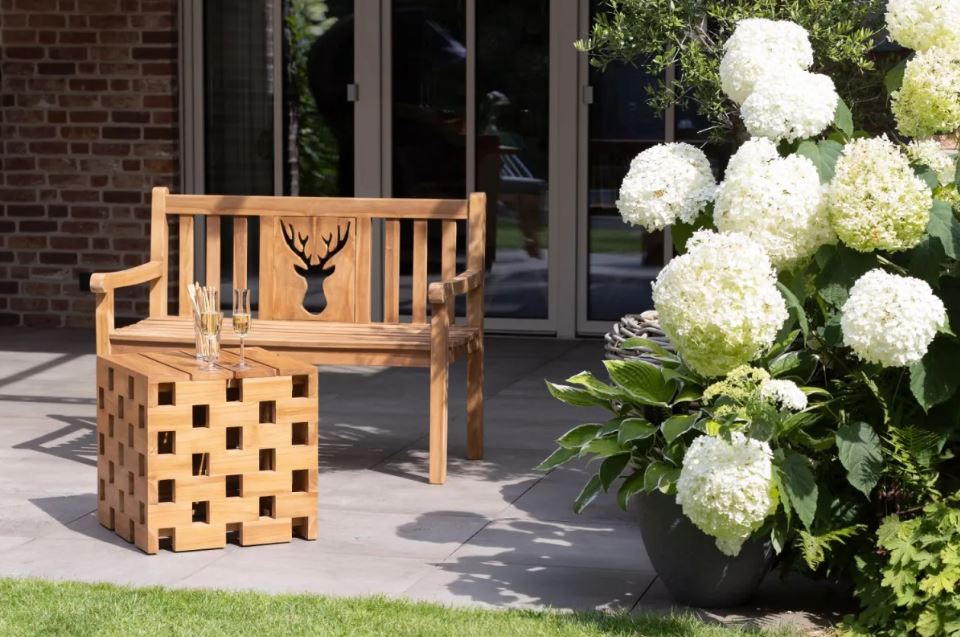 Teakholz Beistelltisch/Hocker Dunham