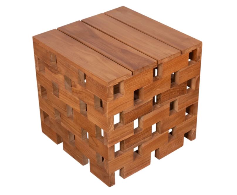 Teakholz Beistelltisch/Hocker Dunham