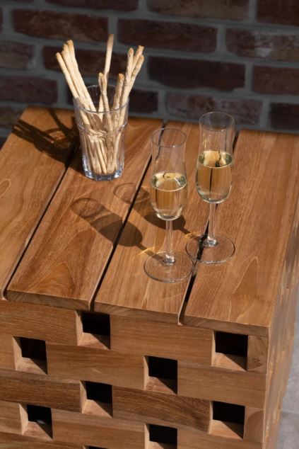 Teakholz Beistelltisch/Hocker Dunham