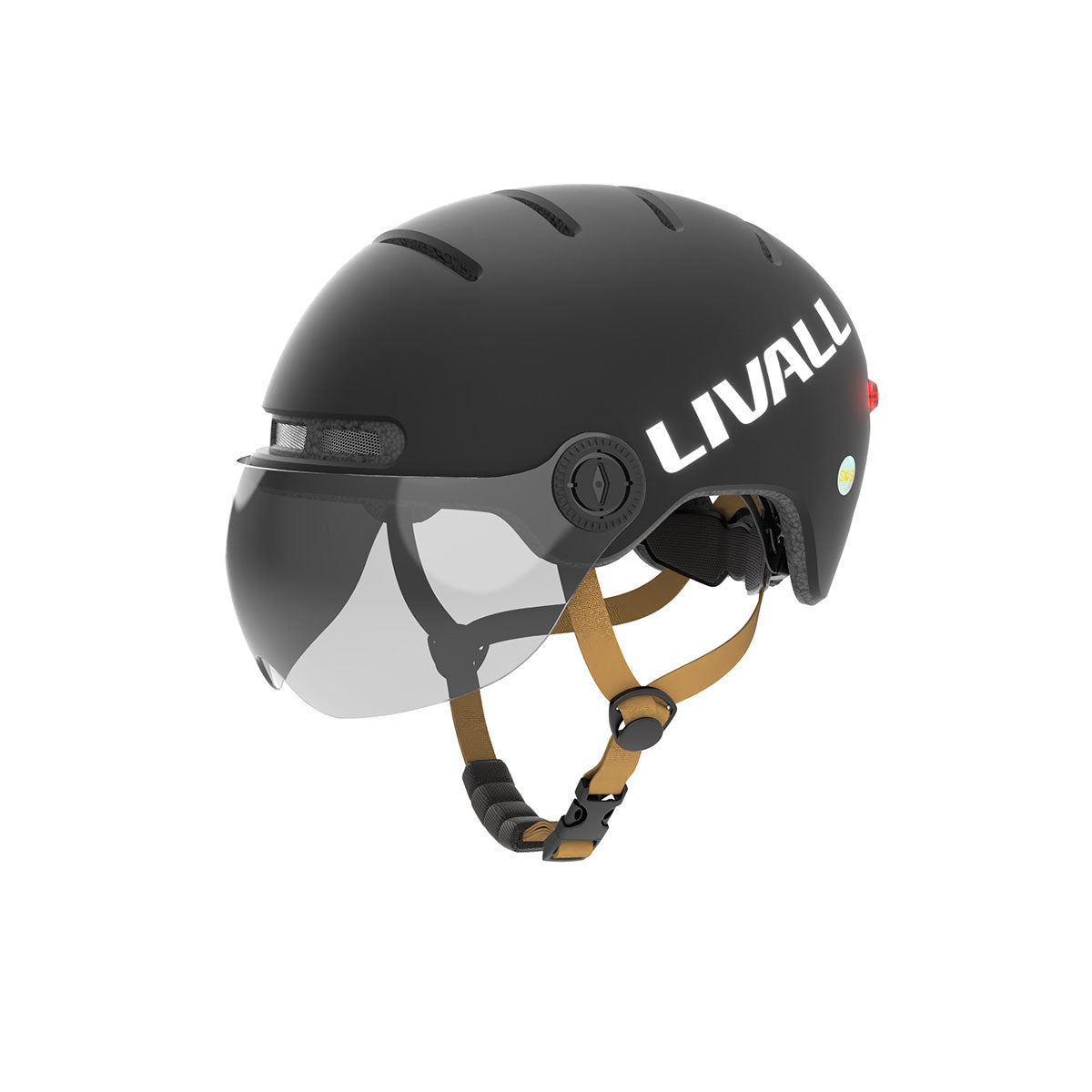 Fahrradhelm mit Visier, Bremslicht und SOS-Alarm L23