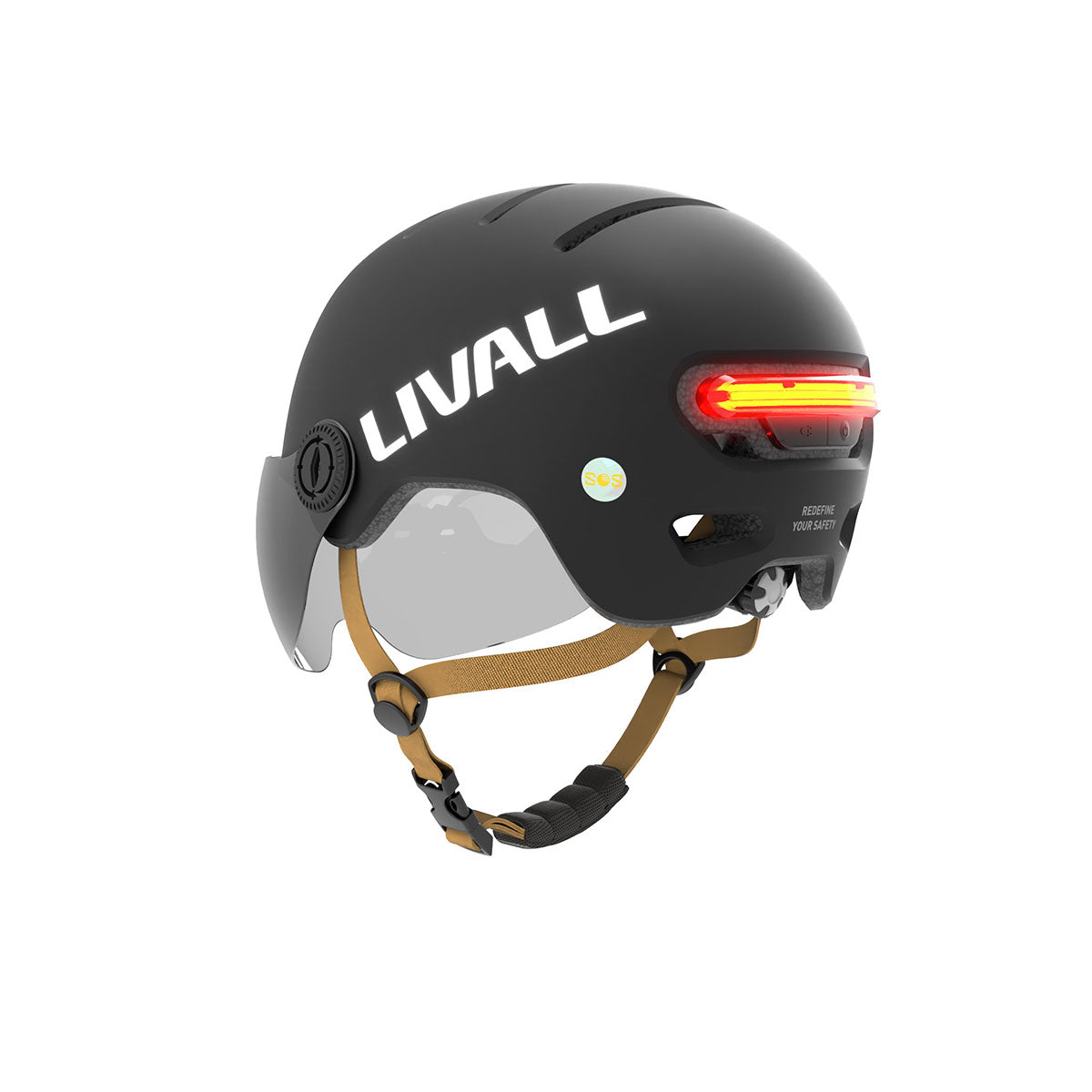 Fahrradhelm mit Visier, Bremslicht und SOS-Alarm L23