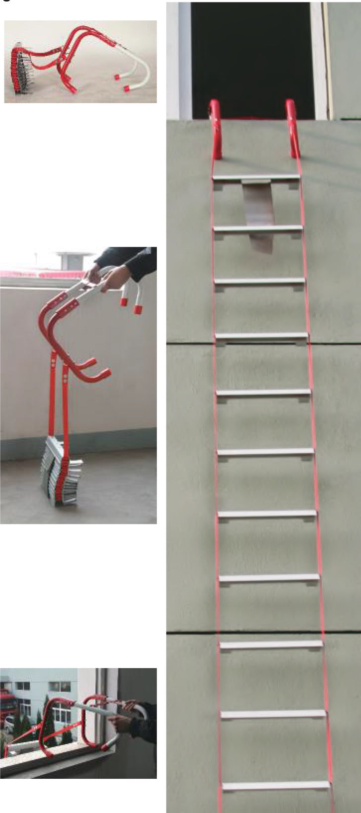 Rettungsleiter / Fluchtleiter 7,5m - Aluminium-Trittstufen